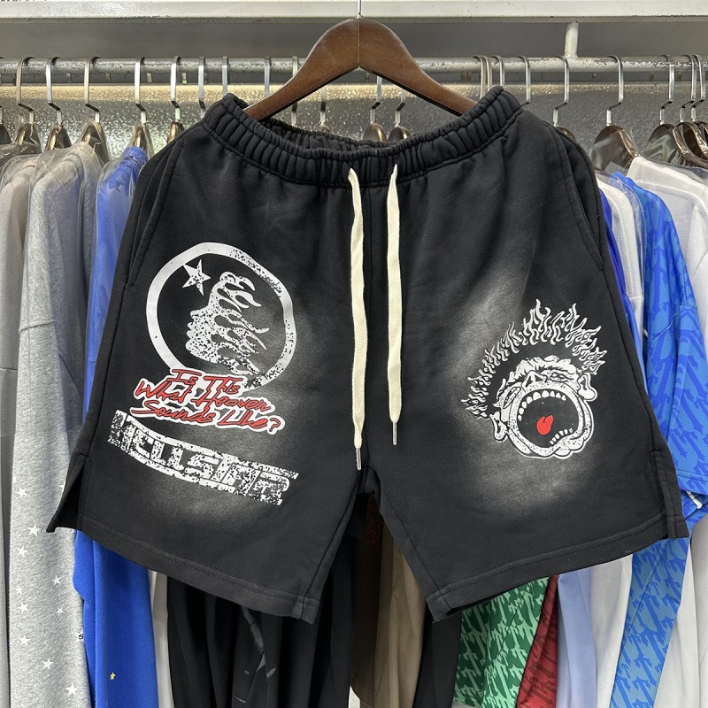 【Impresión Digital】Camiseta de manga corta informal y versátil Hell Star, éxito de ventas transfronterizo, conjunto de pantalones cortos para parejas, entrega rápida