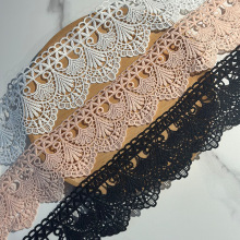 9CM宽水溶刺绣牛奶丝蕾丝花边服装辅料 白粉黑色现货