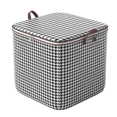 Nordic style storage bag houndstooth wardrobe storage box autumn and winter clothes moving luggage bag thickened three-layer storage basket