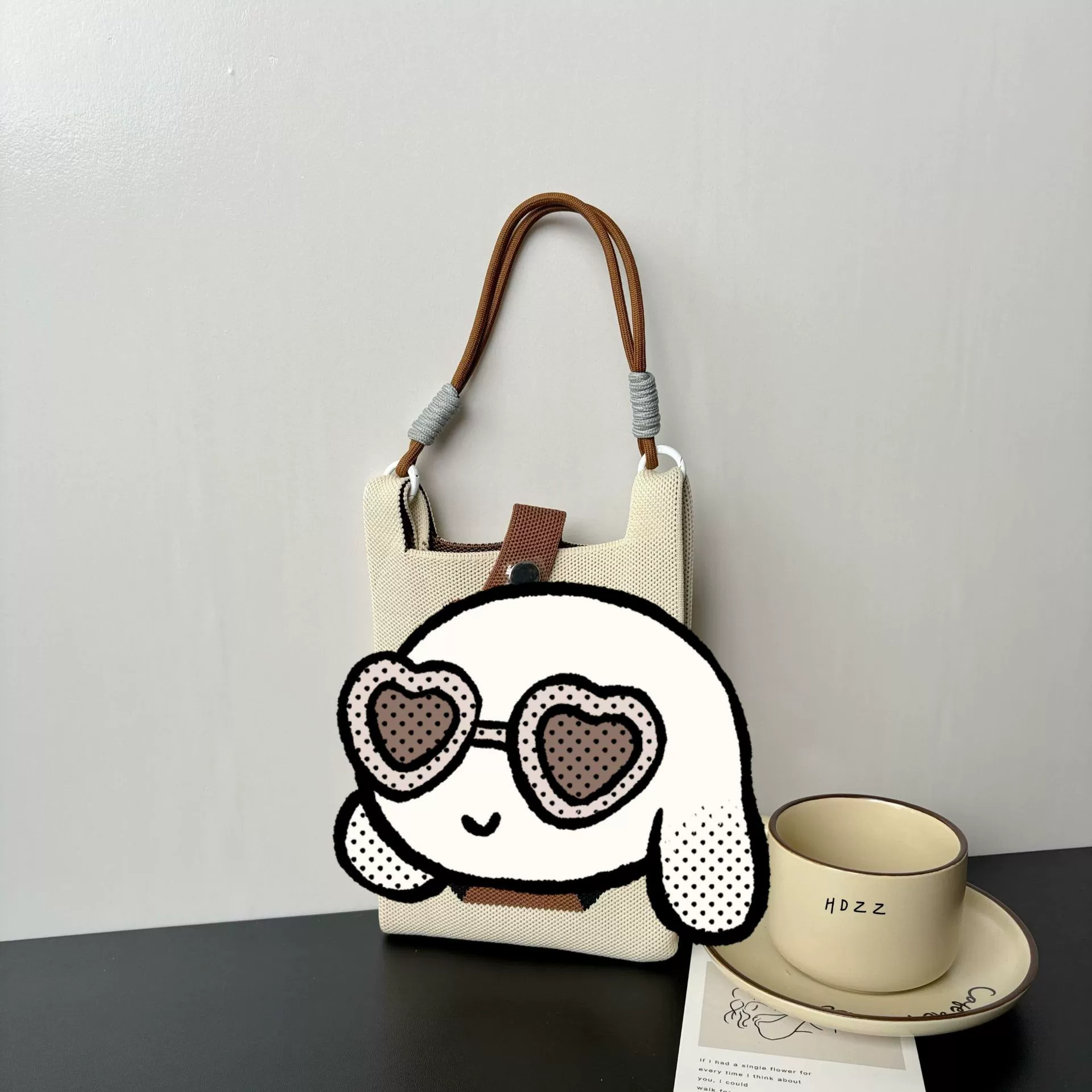 Cartoon knitted one-shoulder bag, shoulder bag