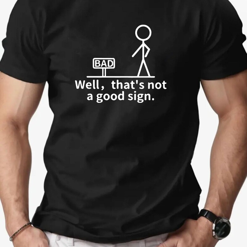 Men's Pure Cotton Fashion Casual Loose Sports T-Shirt with Logo Print Round Neck Short Sleeve Top