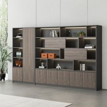 办公室文件柜资料柜带锁收纳储物柜木质现代书柜老板背景柜档案柜