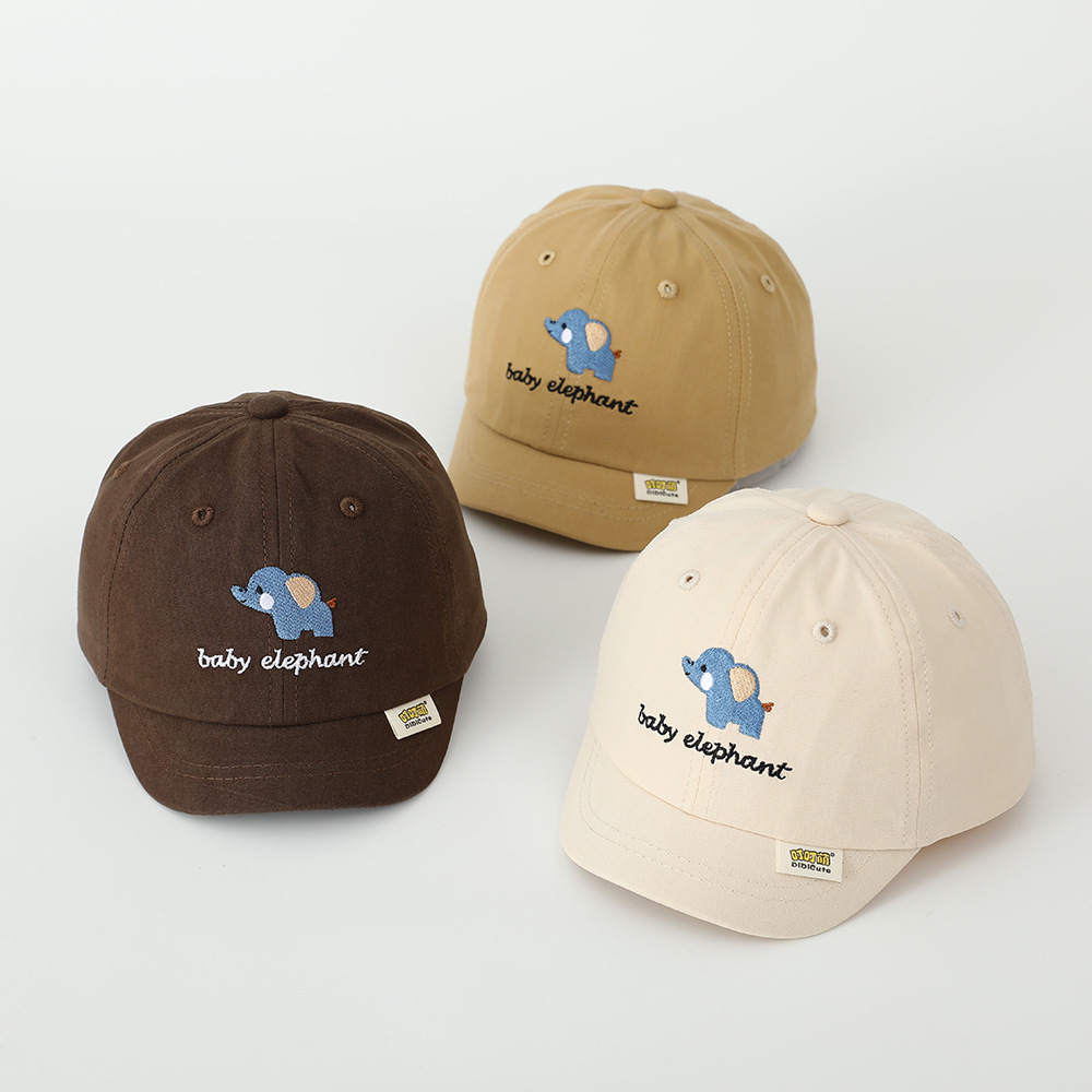 Sombreros de primavera para bebés pequeños elefantes bordados delgados sombreros de goma suave para bebés sombreros de béisbol de protección solar para niños y niñas