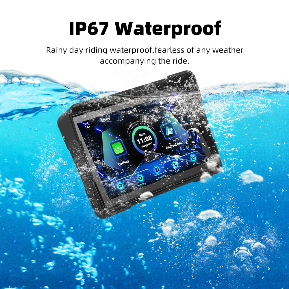 5inch Portable Car-Mounted Motorcycle Dash Cam Carplay Navigator Ip67 Waterproof Wireless