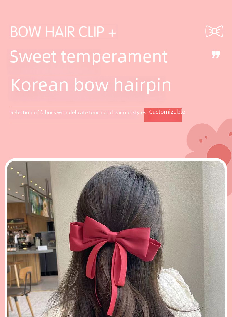 Hairpin Bow Hair Accessories Ribbon Temperament Hairpin Clip Ribbon Hairpin Headwear Back of Head Bow Clip_voghion.com