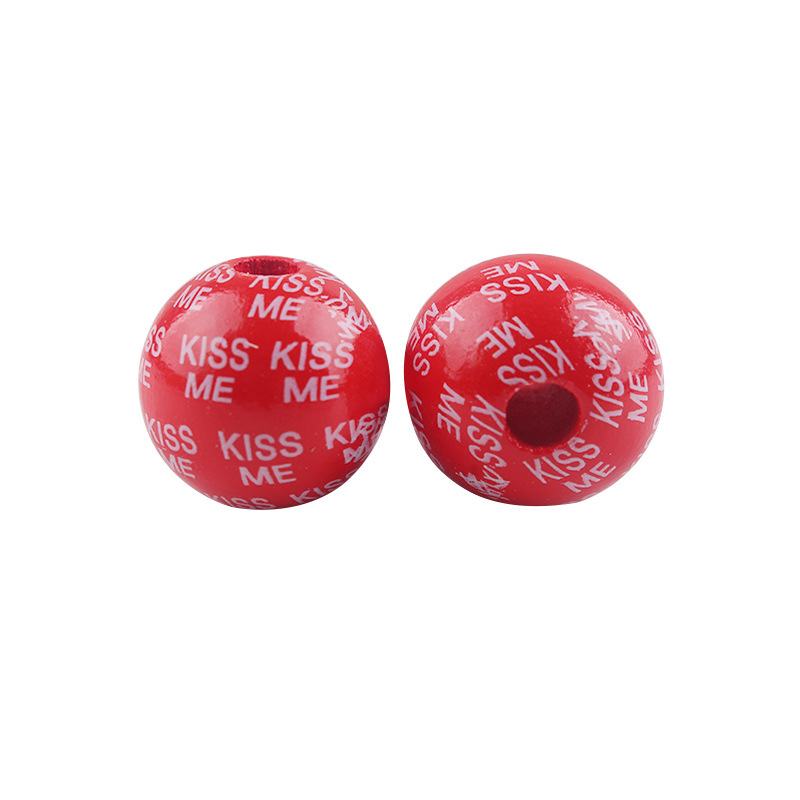 Productos para bebés Dibujos animados Madera Día de San Valentín 16mm Cuentas de madera DIY Creativa Cadena de chupete Pulsera Pulsera Pequeño accesorio