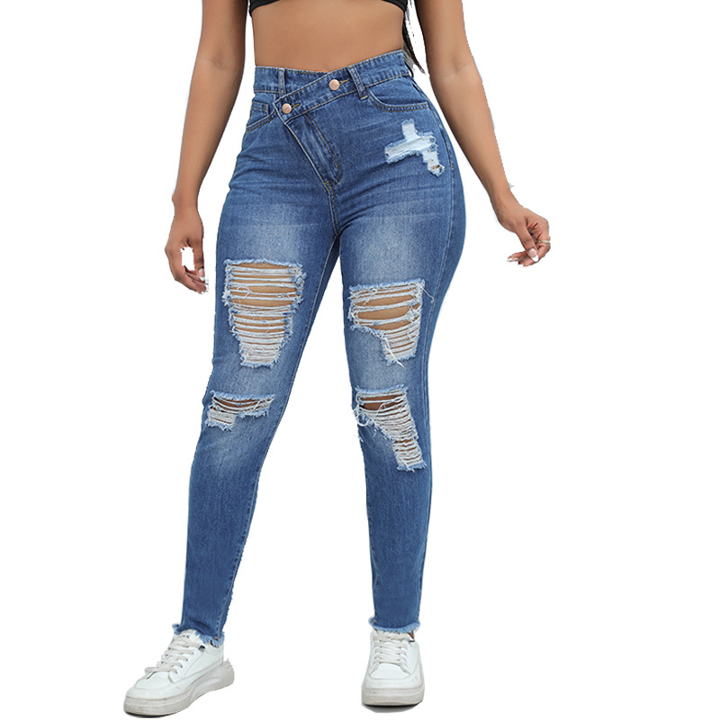 Xintang Denim Source Factory Personalización de pruebas rápidas, entrega estable, alta calidad, jeans de mujer europeos y estadounidenses al por mayor