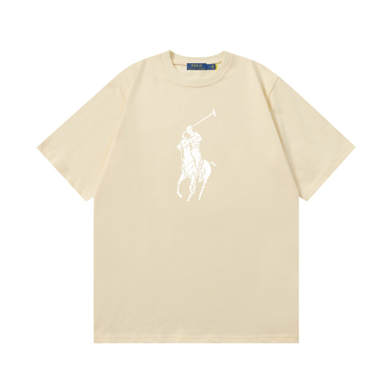 クロスボーダー 25ssRL Laff's 高品質刺繍ロゴ ルーズコットン 半袖 メンズ レディース おしゃれで万能なTシャツ|undefined