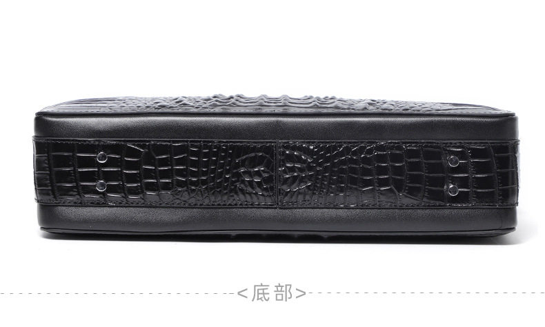 Túi xách tay nam da bò vân cá sấu khóa số, cặp công sở da thật định hình cao cấp 37×7×26 cm — Da bò lớp đầu màu đen chi tiết 19