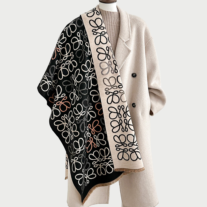 Bufandas coreanas de cachemira de dama 2025 pájaros con un bufón de aire acondicionado que se vuelve más grueso y cálido