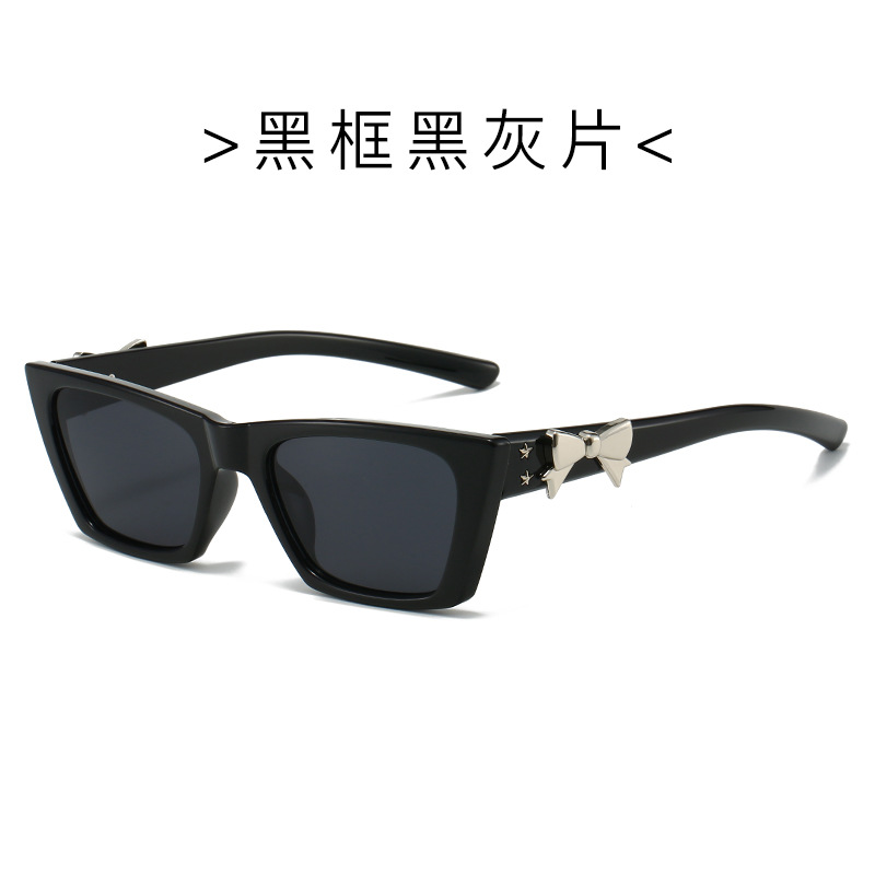 24 nuevas gafas de sol coreanas negras delgadas y de alta gama Y2 con lazo K gafas de sol Douyin Red anti-ultravioleta