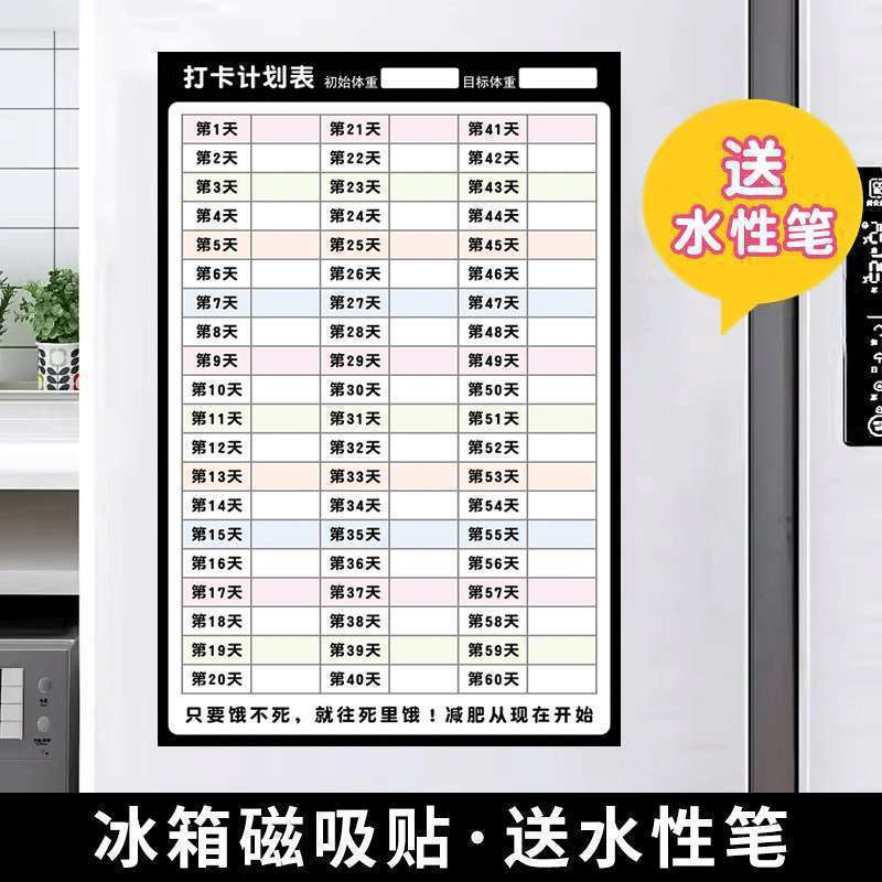 计划表减肥打卡记录表天天天天减肥墙贴磁吸批发|undefined