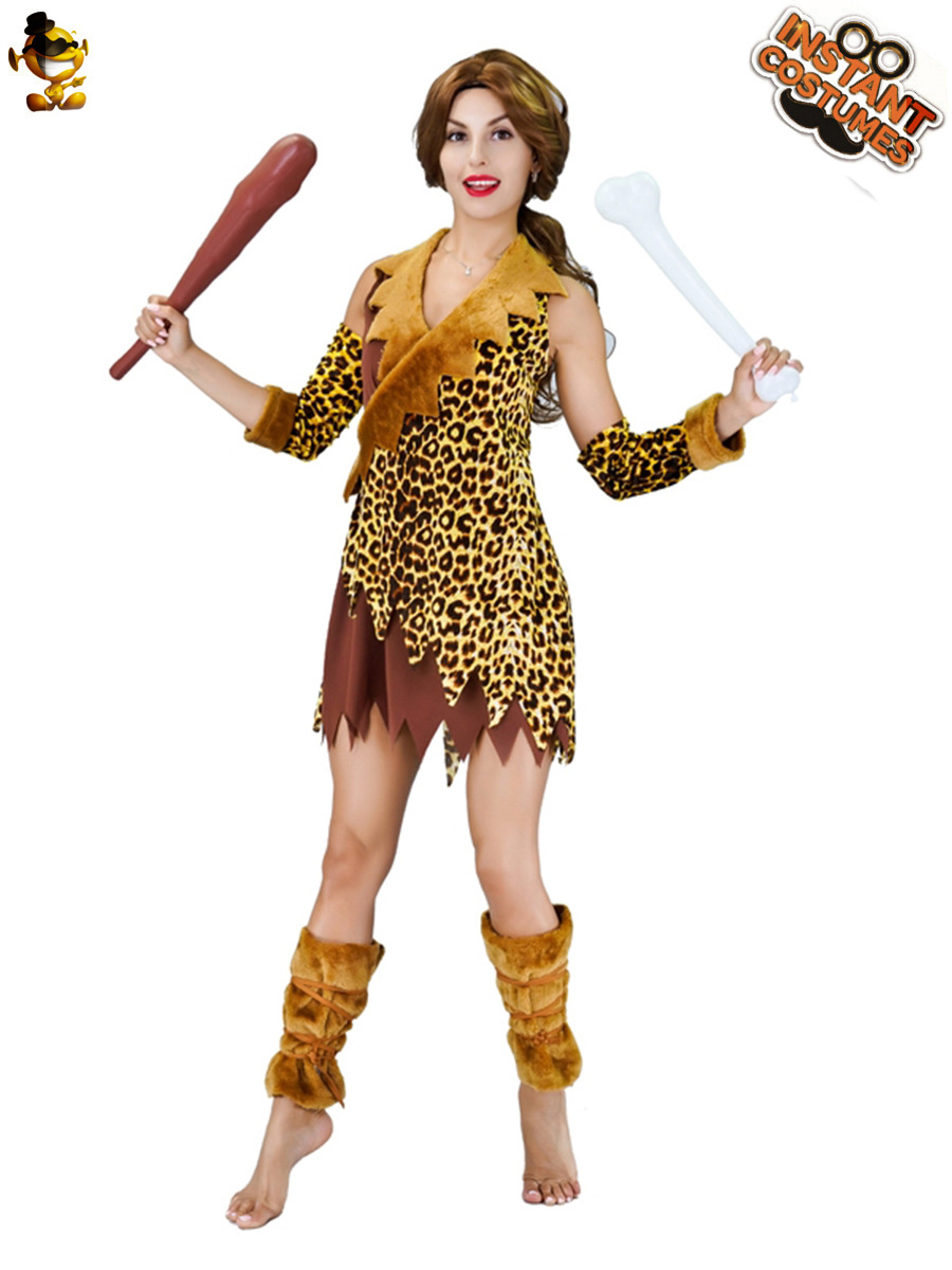 Adulto femenino salvaje etapa rendimiento traje femenino hombre primitivo papel juego partido Cosplay