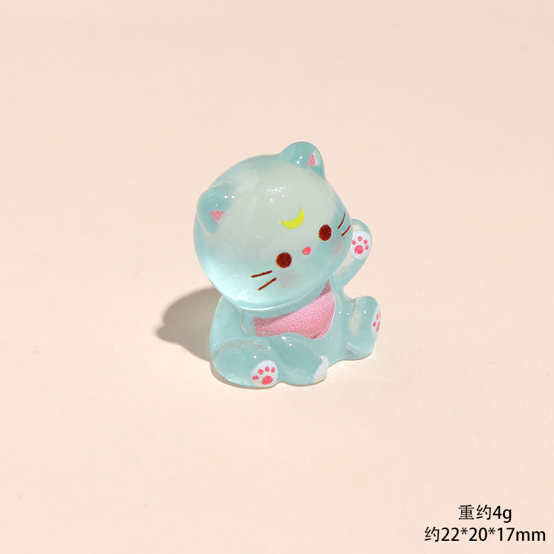 卡通夜光坐立露娜猫咪动物树脂小摆件diy钥匙扣挂件桌面车载摆件|undefined