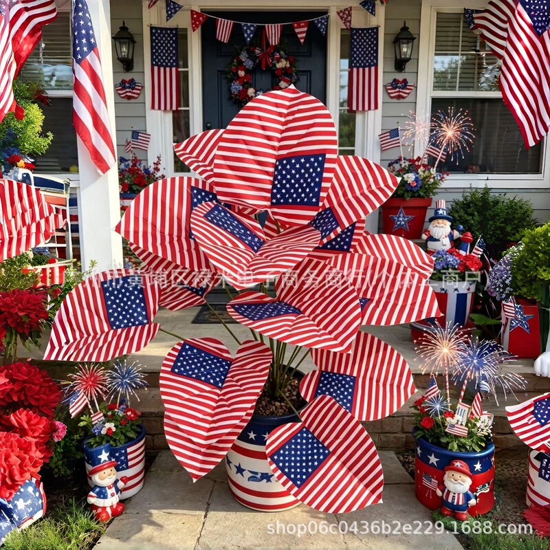 Cross-Border Amazon Red, White, and Blue Independence Day Decorative Potted Plants, Large Palm Trees, Front Door and Courtyard Decorative Ornaments Cross-Border Amazon Red, White, and Blue Independence Day Decorative Potted Plants, Large Palm Trees, Front Door and Courtyard Decorative Ornaments