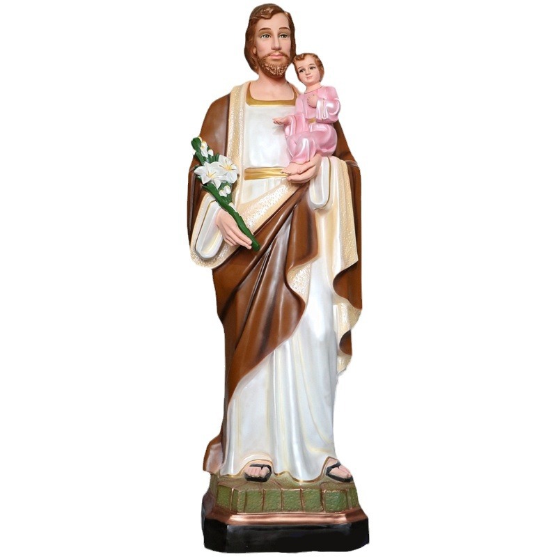 200cm San José Ornamentos Mirando Estatuas de vidrio FRP Decoración de la iglesia