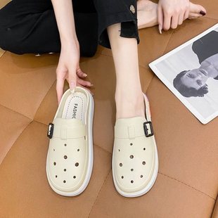 Squishy and Bouncy Feeling Baotou Half Slippers for Women's Summer Outer Wear 2025 New Cartoon Clogs Summer Thick-Soled Nurse Slippers