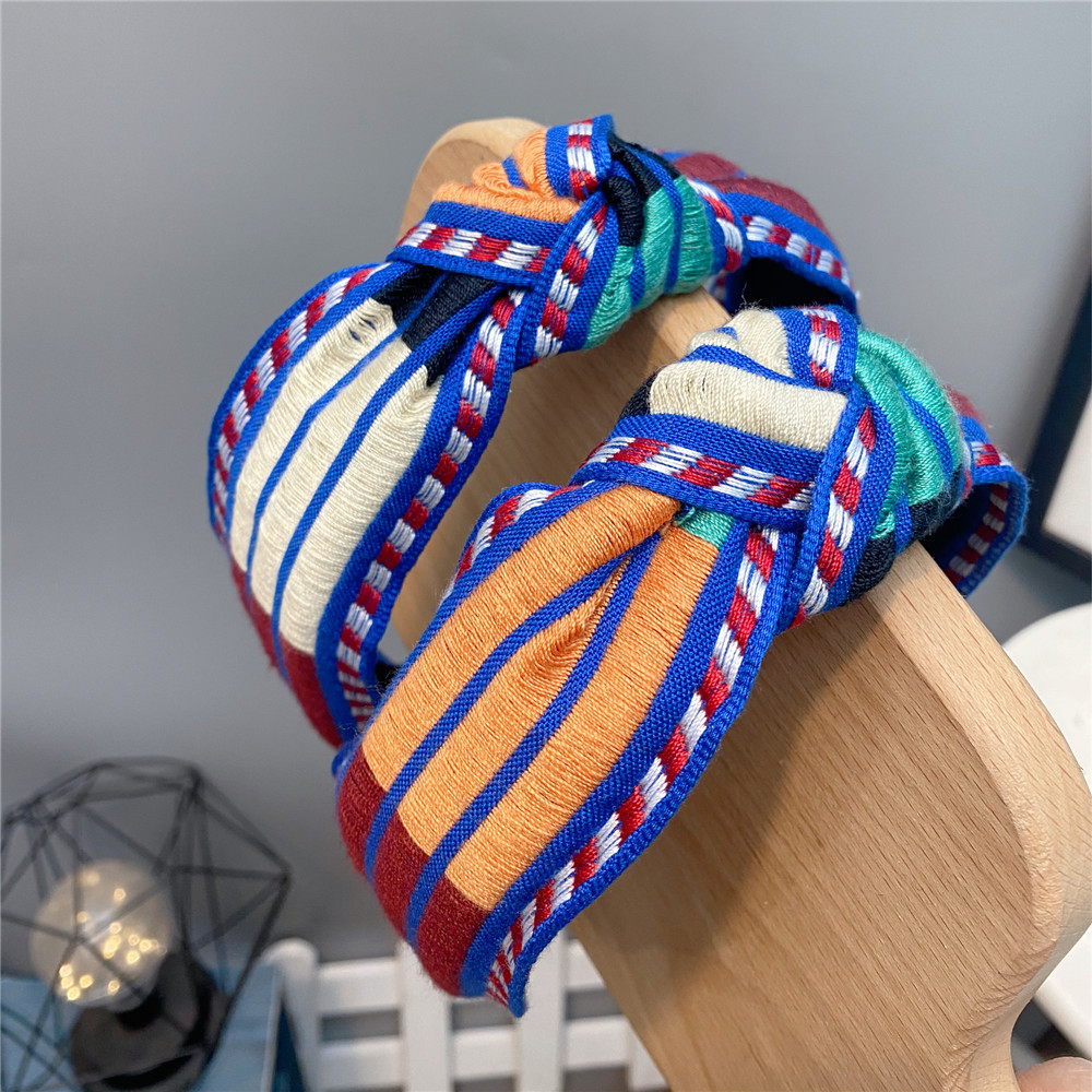 wholesale color matching knotted wide headband European and American color head buckle7