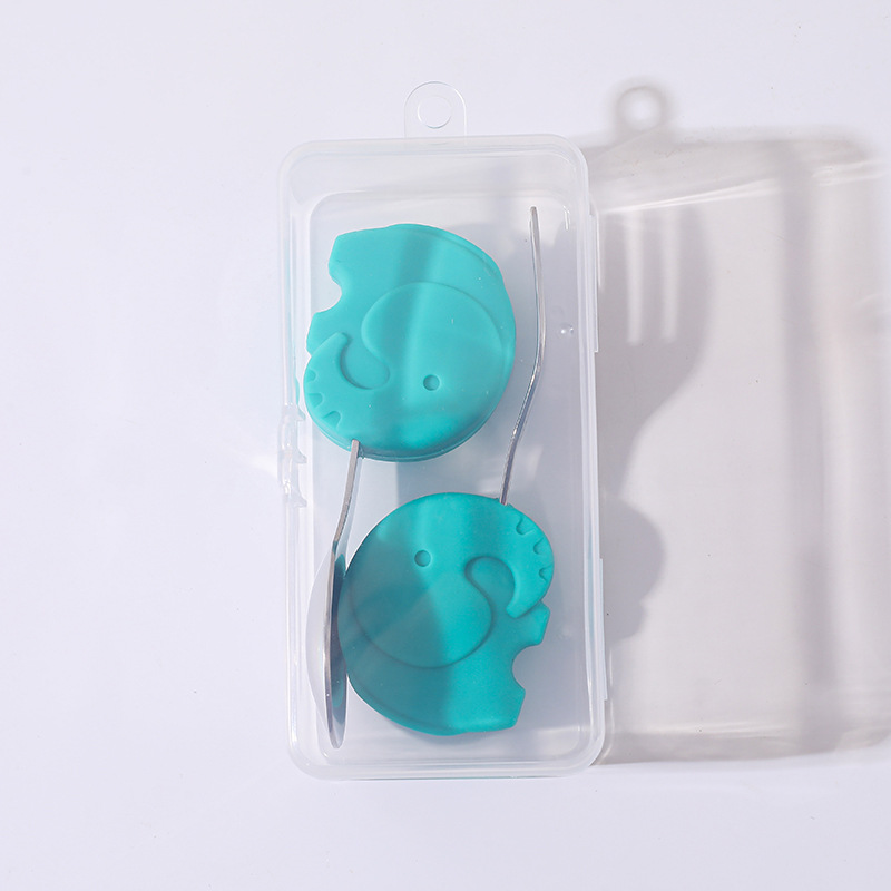 Bebé aprendiendo a comer cuchara de entrenamiento bebé niños vajilla suplemento alimenticio Acero inoxidable pequeño silicona mango corto tenedor cuchara Tenedor traje