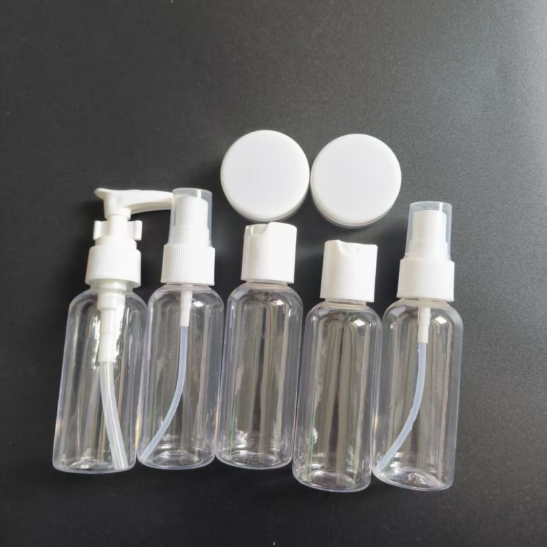 按压式化妆乳霜收纳便携防摔 透明小瓶旅行洗护化妆瓶分装套装塑