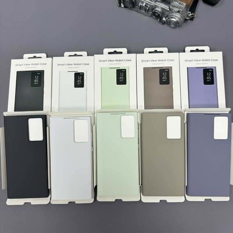 Suitable for Samsung S24Ultra Smart Flip Leather Case S23 Sleep Window Card-Inserting Phone Case Smart Window