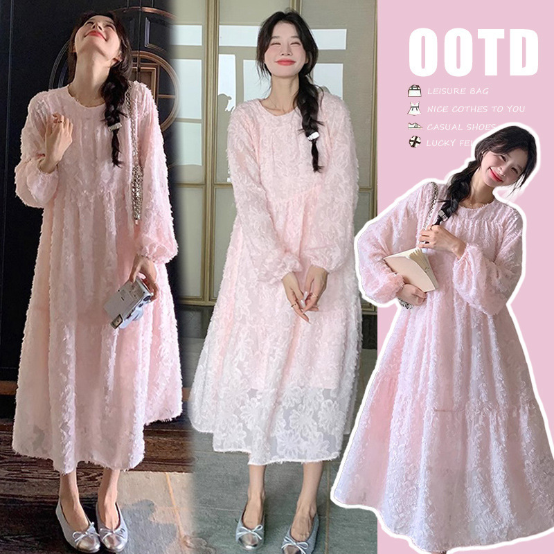 The Picture Has Been Processed 2025 New Loose Slimming Look Lace Mid-Length Maternity Plus Size Dress The Picture Has Been Processed 2025 New Loose Slimming Look Lace Mid-Length Maternity Plus Size Dress