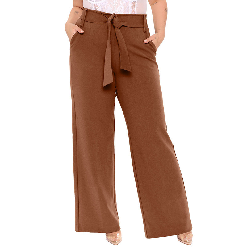 Moda cinturón de moda pantalones de piernas anchas damas primavera y otoño nuevo color sólido pantalones largos largos relajados ociosos para mujeres image 12