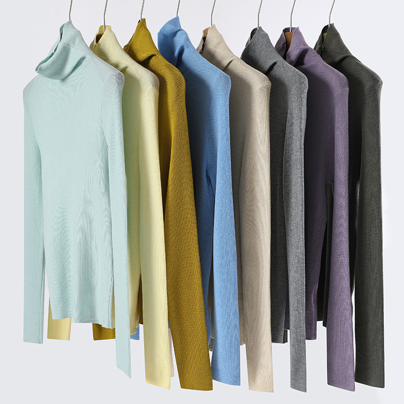 Dropshipping Merino Wool Turtleneck Slimming Look Bottoming Shirt Long-Sleeved Inner Top Sweater Women's Knitwear