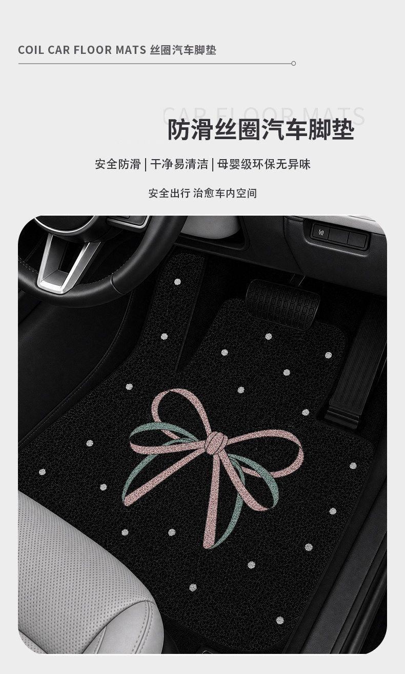 Customized small order ins-style cute car floor mat, silk loop mat, mud-scraping, anti-dirt, wear-resistant, easy to clean foot mat