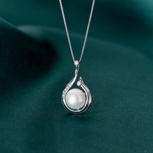 纳兰 s925纯银复古时尚镶钻白珍珠几何简约小众设计项链女Y00996