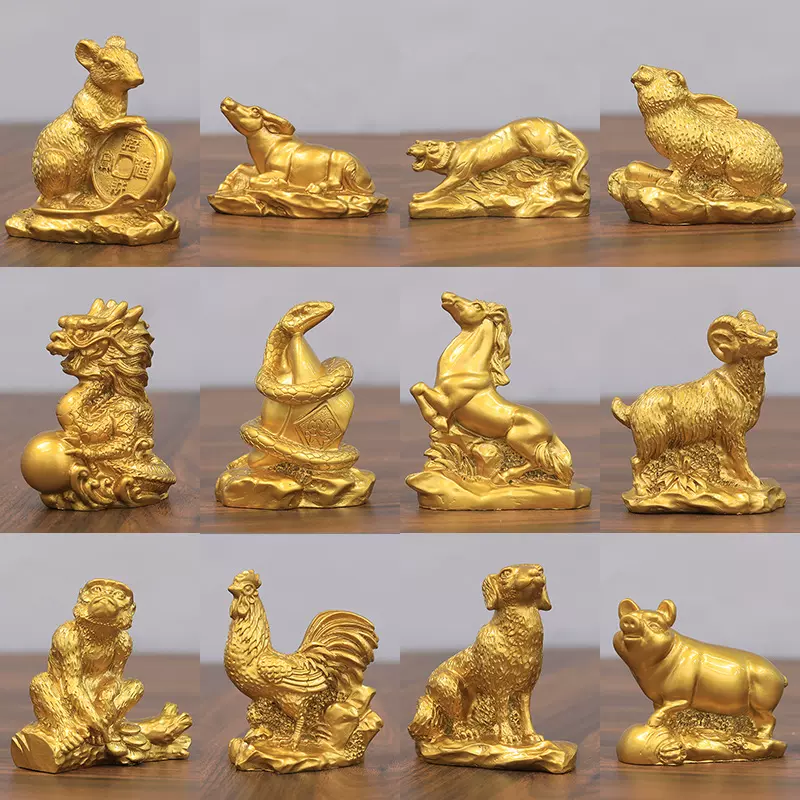 十二生肖摆件12属相全套仿铜狗鼠牛鸡蛇马虎兔龙羊猴猪装饰工艺品