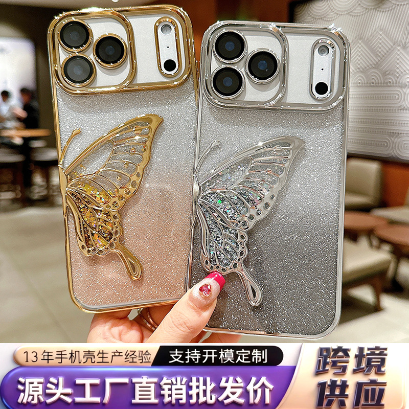The Case Is Suitable for Apple 17 Phone Case 16E Creative High-Value Design 15 Liquid Sand Butterfly iPhone 14Pm Glitter 13