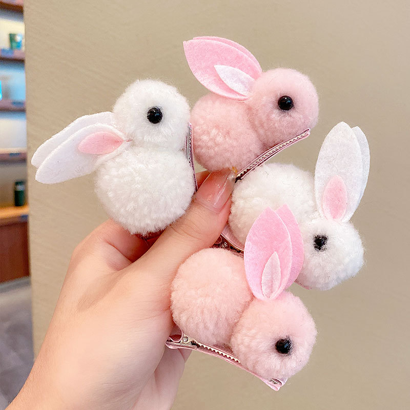Horquilla para niños Niñas lindo conejo tridimensional súper lindo horquilla de felpa las niñas no lastiman el cabello Otoño e Invierno flequillos clip accesorios para el cabello