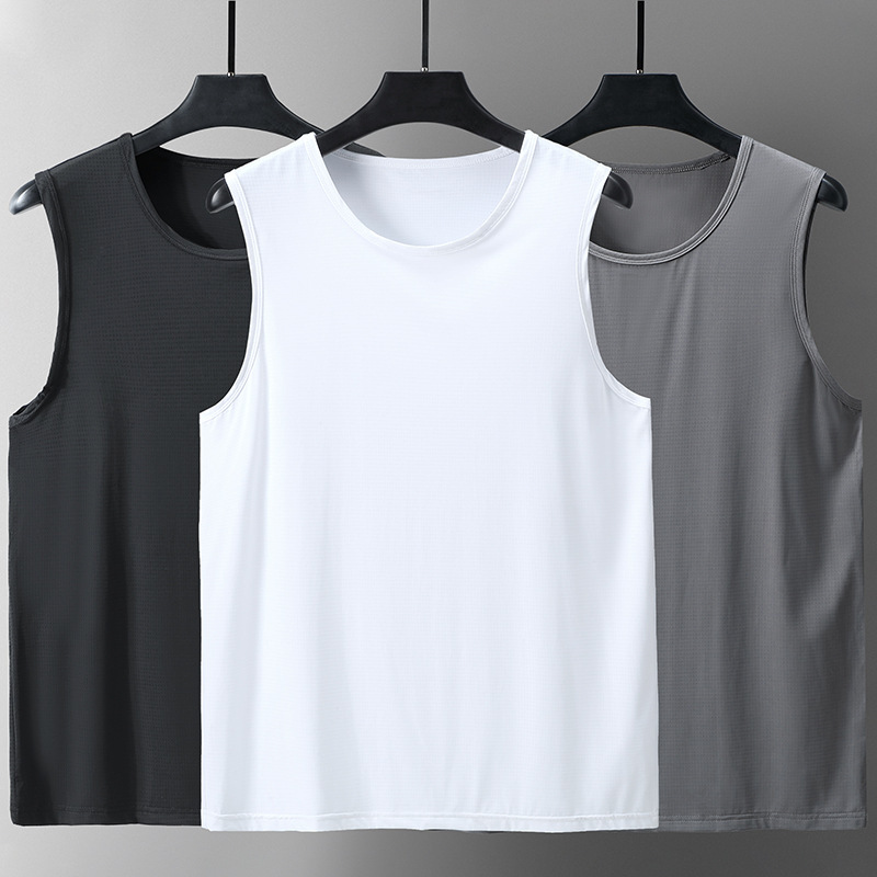 Summer plus size sleeveless vest men's extra large sports fitness quick-drying ice silk mesh fat guy bottoming shirt Summer plus size sleeveless vest men's extra large sports fitness quick-drying ice silk mesh fat guy bottoming shirt