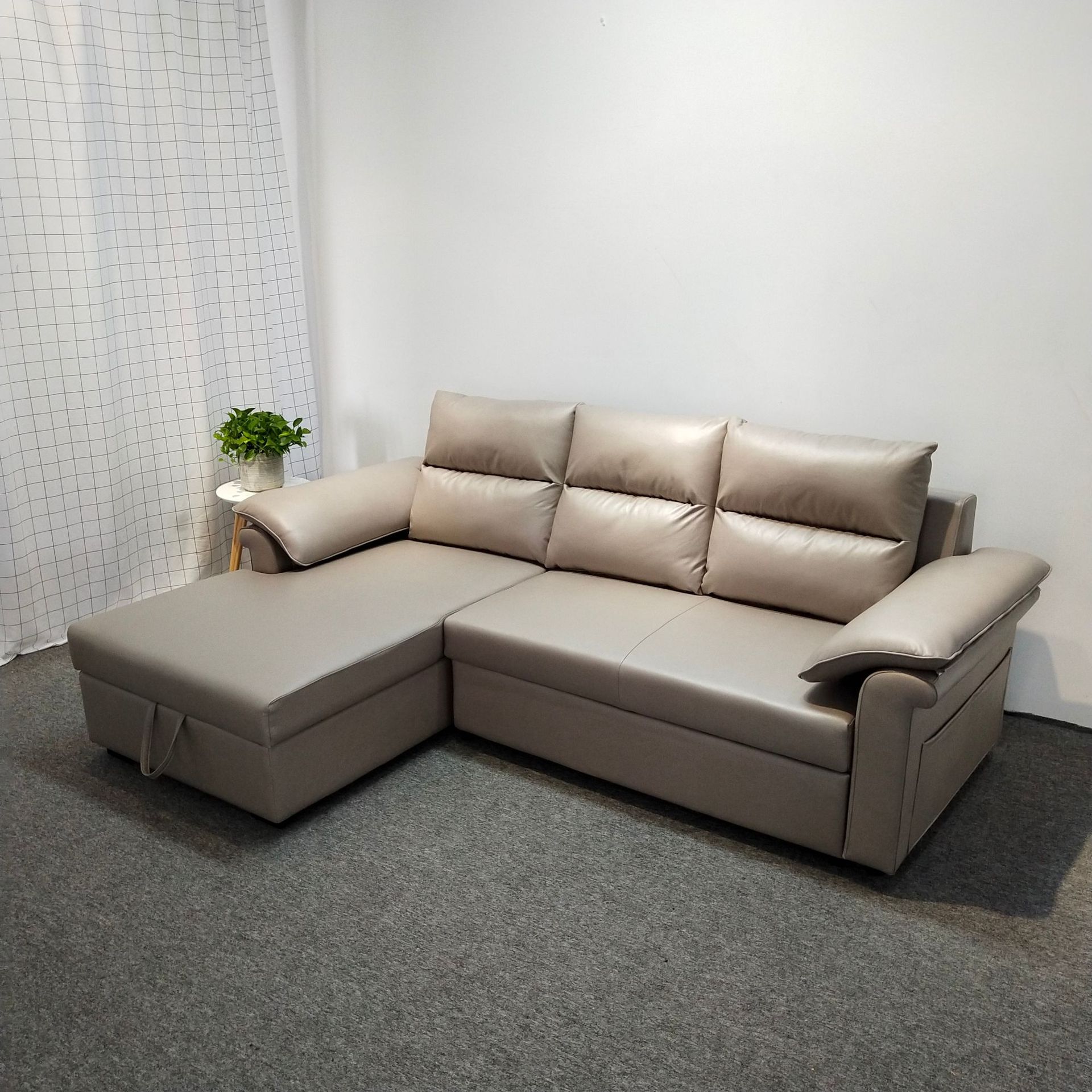 Sofá cama de tela tecnológica multifuncional de doble propósito tipo casa grande y pequeño con combinación de almacenamiento plegable de sofá cama con esquina
