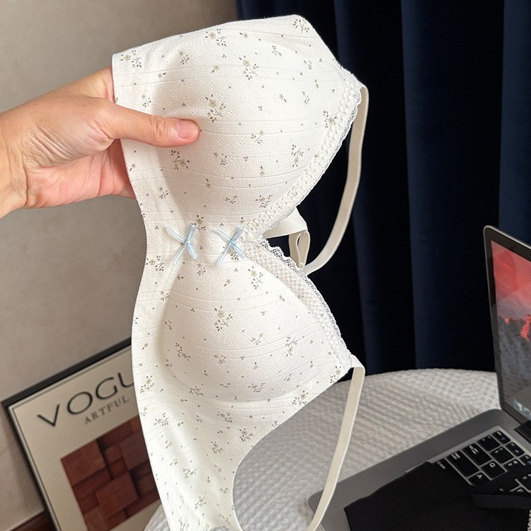 薄款蕾丝碎花内衣女士小胸聚拢透气无钢圈收副乳防下垂少女文胸罩|undefined
