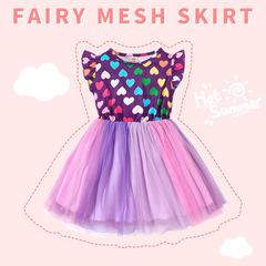 跨境女童夏季連衣裙 歐美風格蓬蓬公主裙 萬聖節演出愛心條紋服