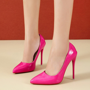 2021 spring stiletto heels patent leather pointed shoes women's shoes size 40-43 foreign trade cross-border