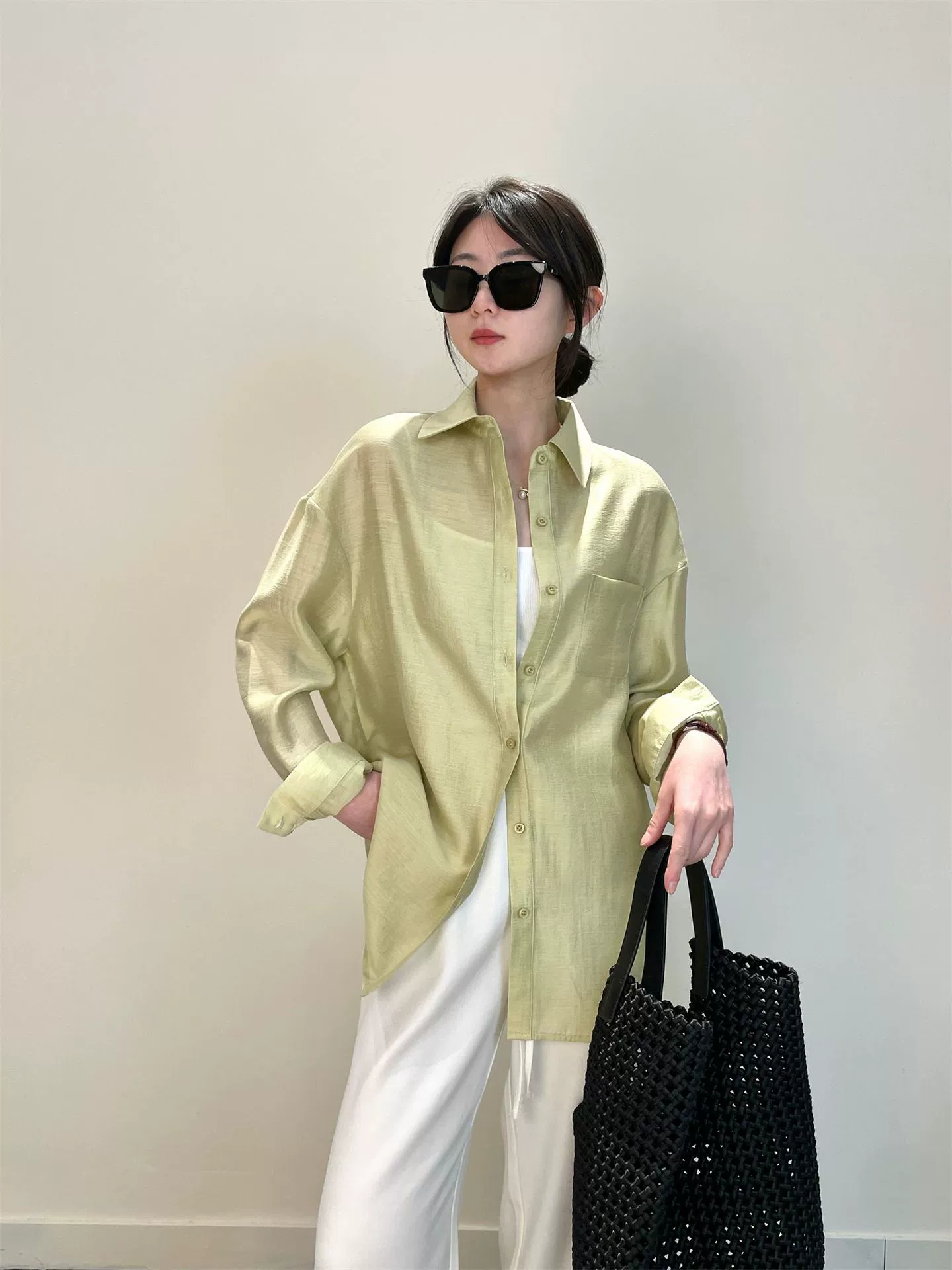 Tencel + ацетат + лен, комфортная и фактурная универсальная свободная рубашка из тенсела, ацетата и льна, солнечная защита