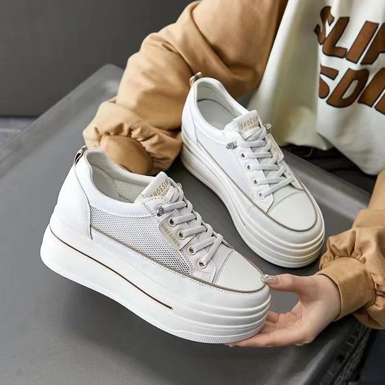 Zapatos de mujer con suela suave no cansada pie muffin con suela gruesa alta primavera y otoño zapatos blancos pequeños zapatos de mujer versátiles zapatos de mujer lujosos de alta calidad