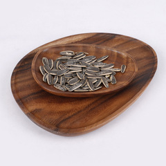Walnut elliptical fruit and nut plate, solid wood dessert tray, peanut and melon seed plate, practical hotel tea tray