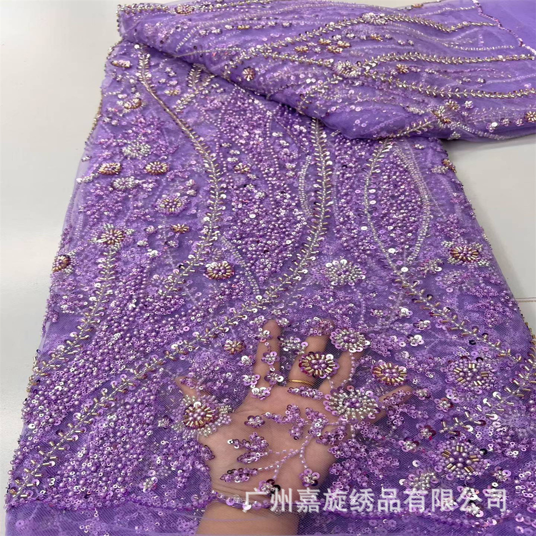 Europa, América y África nuevos tubos de perlas sequin bordado vestido de boda tela de encaje vestido de boda africano encaje