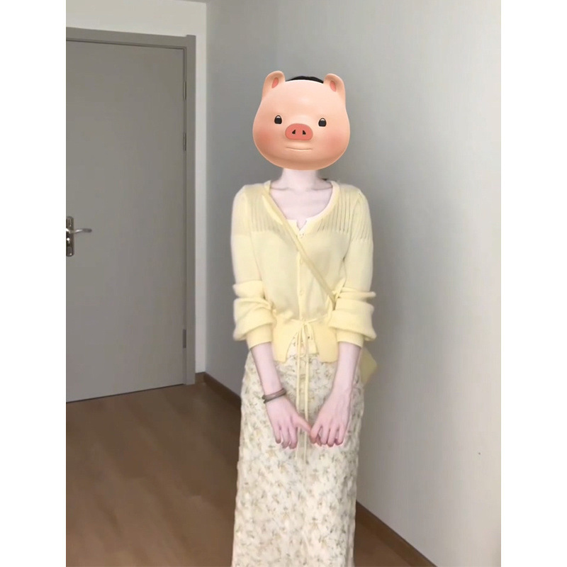 2025春季新款女韩系穿搭系带圆领针织上衣气质高腰显瘦碎花半身裙|undefined