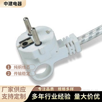 供应VDE认证直插电源线欧式电源插头线家用电器插头