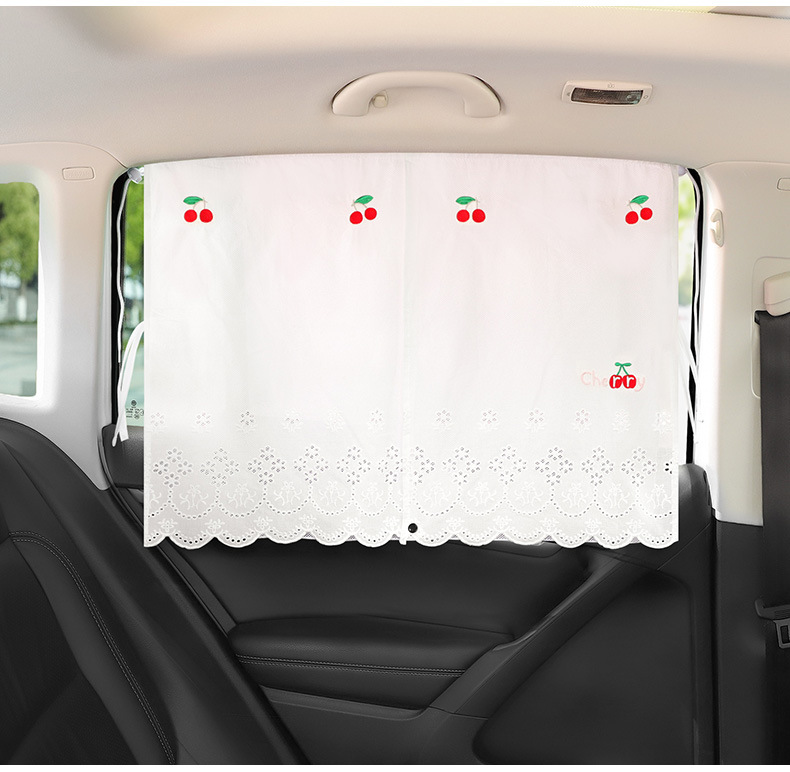 Car Sunshade Curtain Suction Type Fresh Cute Sun Protection Heat Insulation Curtain Children's Rear Window Blind Car Curtain