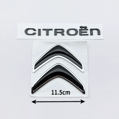 Car logo: Original Rear Car Logo Citroen - citroen-black-double-logo-1115cm-silver-edge-with-black-inside