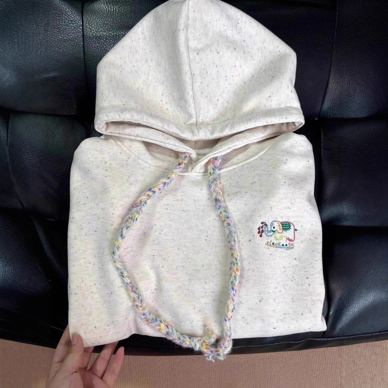 彩点刺绣连帽卫衣女春秋新款小个子设计感小众宽松慵懒风上衣外套|undefined