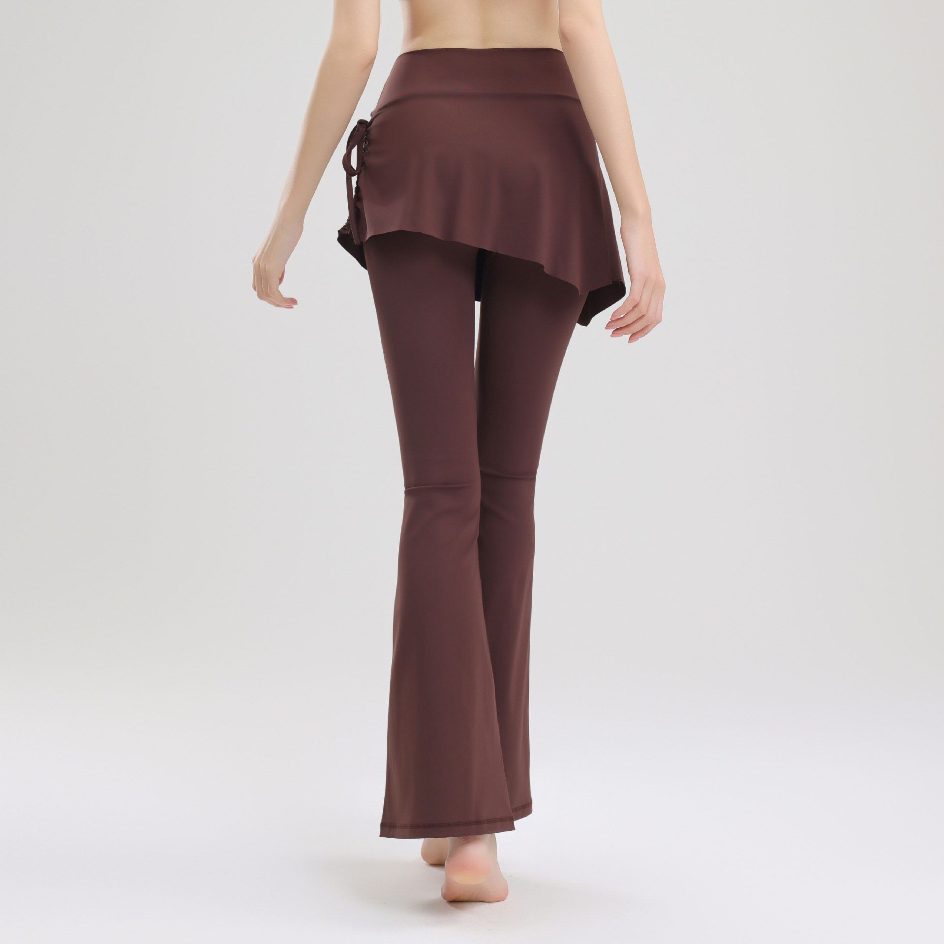 Finna Fuxi dos piezas de cintura alta pantalon de entrenamiento de gimnasio para correr con cuerdas laterales para cubrir la entrepierna entrenamiento de gimnasio pantalones de microescalado