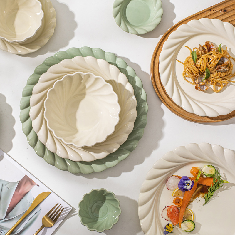 Serie de platos de primavera conjuntos de cubiertos de cerámica de estilo doméstico esmaltado cuenco de arroz de color lujoso cerámica moderna transfronteriza image 4