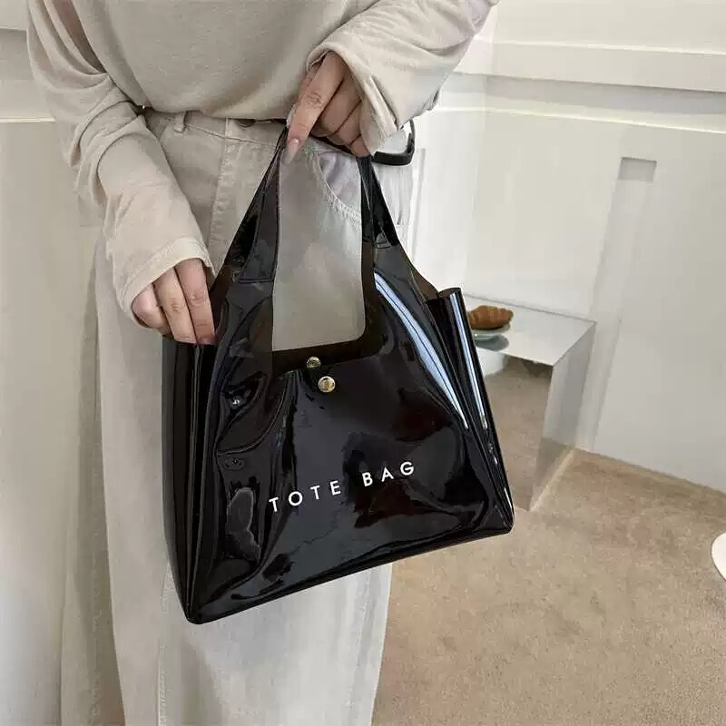 Jelly Bag Printed Logo Portable Transparent Handbag Advanced Sense Gift Bag Accompanying Gift Bag PVC Handbag Radium